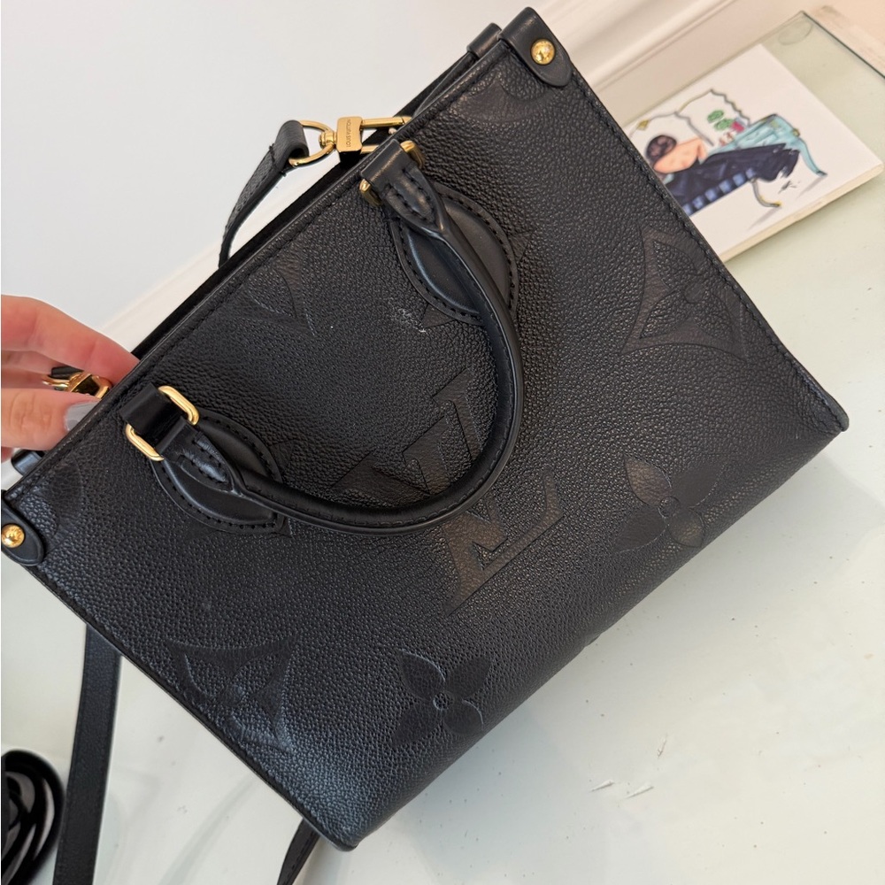 Louis Vuitton Black Shoulder Bag with Gold Accents